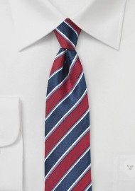 Awning Stripe Tie in Cherry and Navy