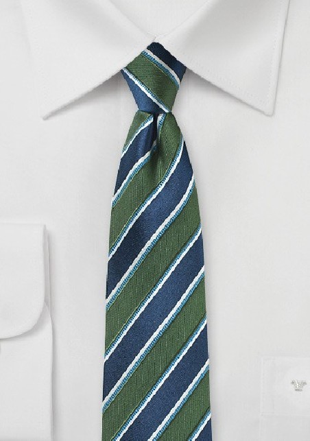 Awning Stripe Tie in Forest Green and Navy