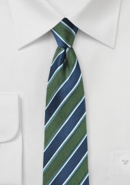 Awning Stripe Tie in Forest Green and Navy