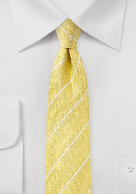 Linen Striped Summer Tie in Snapdragon Yellow