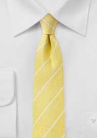 Linen Striped Summer Tie in Snapdragon Yellow