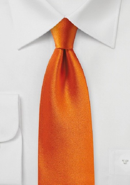 Persimmon Orange Satin Silk Tie
