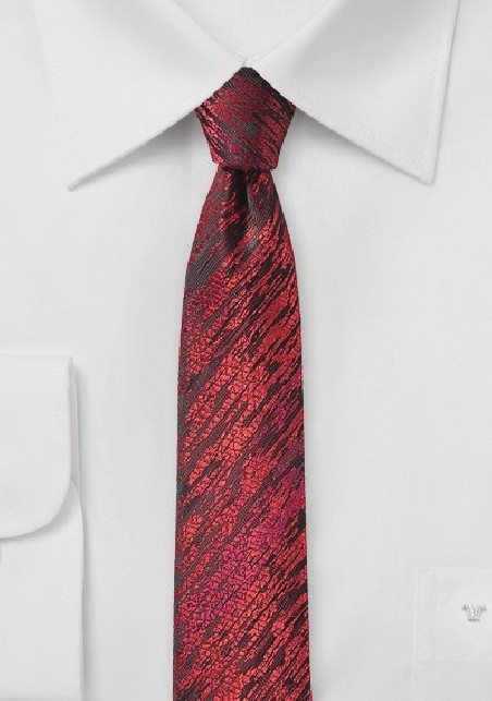 Trendy Skinny Tie with Wood Grain Texture