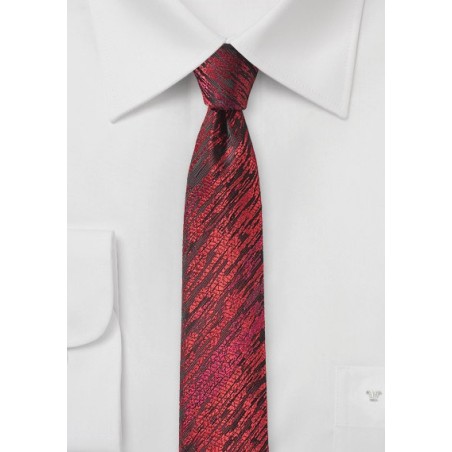 Trendy Skinny Tie with Wood Grain Texture