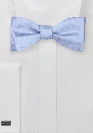 Soft Blue Bow Tie with Polka Dots