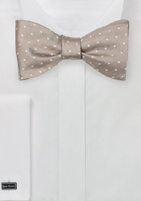Fawn Colored Polka Dot Bow Tie