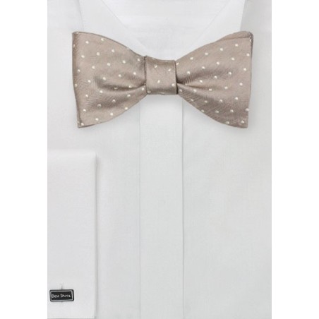 Fawn Colored Polka Dot Bow Tie