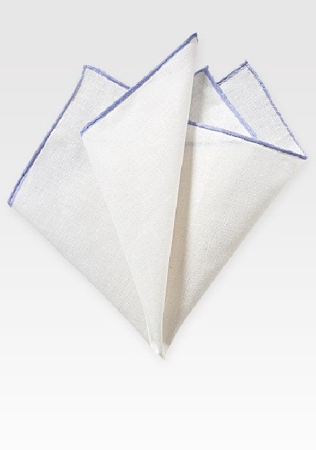 White Linen Hanky with Lavender Border