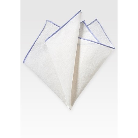 White Linen Hanky with Lavender Border