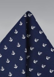 Navy Pocket Square with Anchors