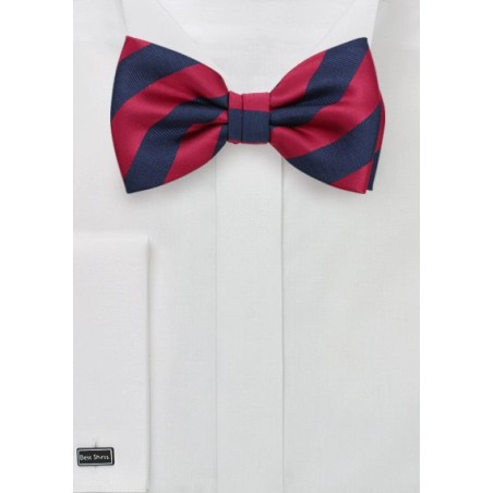 Navy and Red Striped Bow Tie