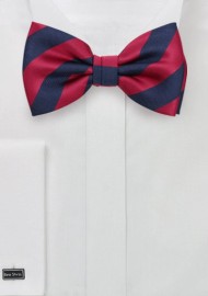 Navy and Red Striped Bow Tie