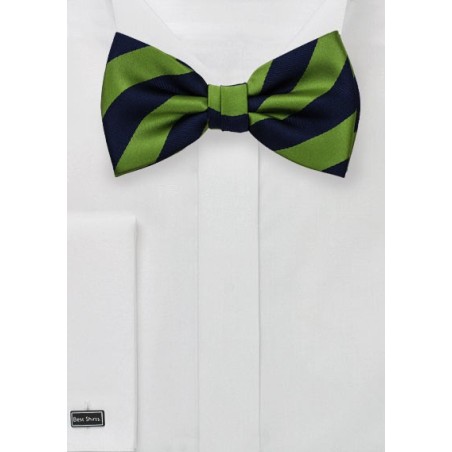 Classic Striped Bow Tie in Navy and Green
