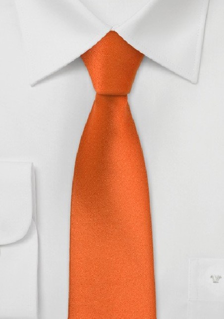 Skinny Mens Tie in Persimmon Orange