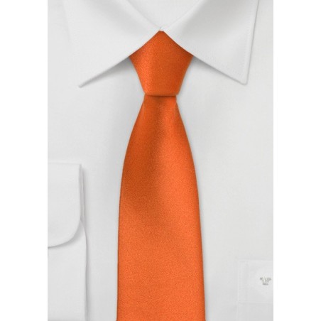 Skinny Mens Tie in Persimmon Orange