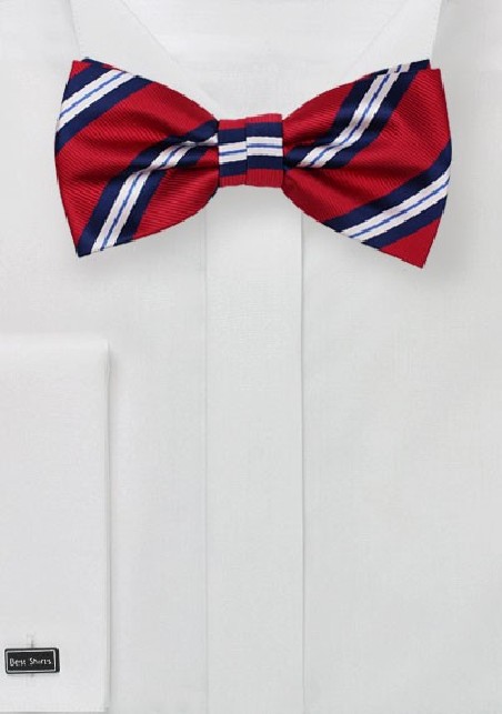 Repp Stripe Bow Tie in Red and Blue