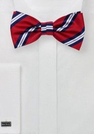 Repp Stripe Bow Tie in Red and Blue