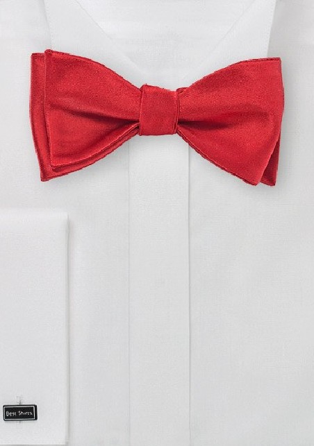 Solid Red Self Tied Bow Tie