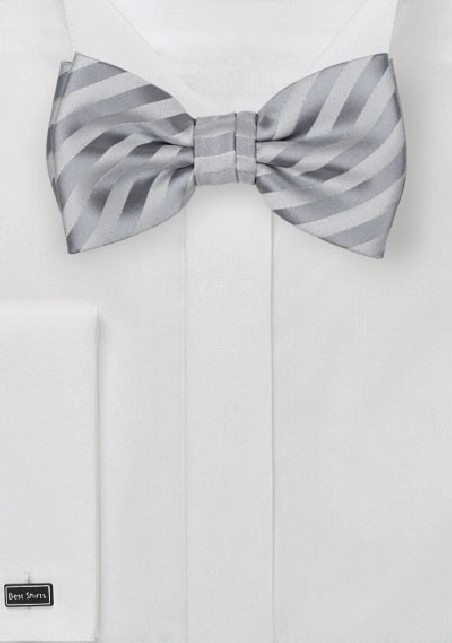 Silver Striped Bow Tie