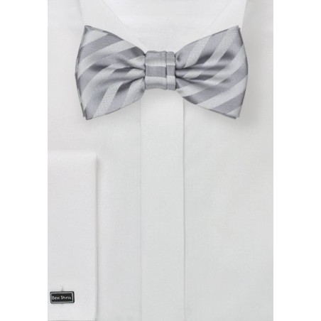 Kids Striped Bow Tie in Silver