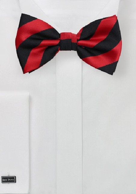 Striped Bow Tie in Black and Red