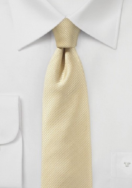 Ribbed Textured Skinny Tie in Cream