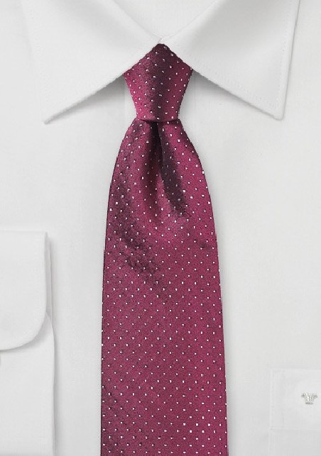 Pin Dot Silk Tie in Dark Cherry Red