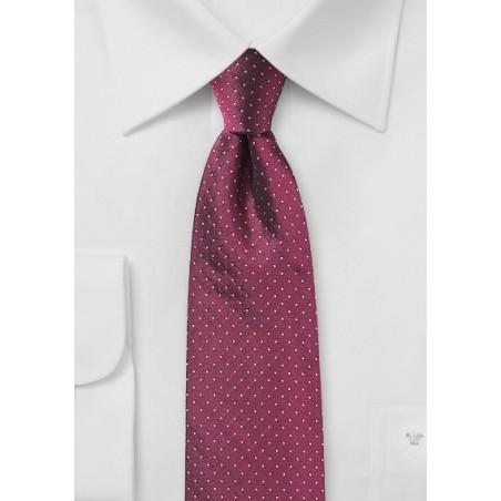 Pin Dot Silk Tie in Dark Cherry Red