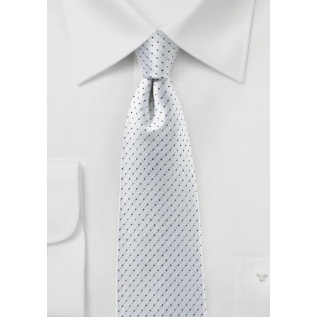 Pin Dot Silk Tie in Platinum Silver
