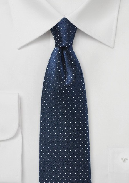 Pin Dot Silk Tie in Midnight Navy