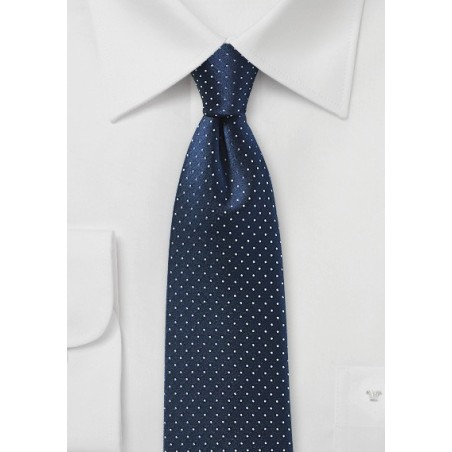 Pin Dot Silk Tie in Midnight Navy