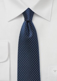 Pin Dot Silk Tie in Midnight Navy