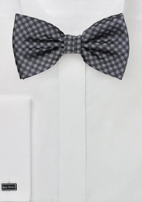 Gingham Bow Tie in Heather Gray