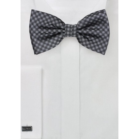 Gingham Bow Tie in Heather Gray