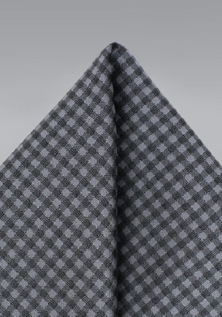 Gingham Check Pocket Square in Heather Gray