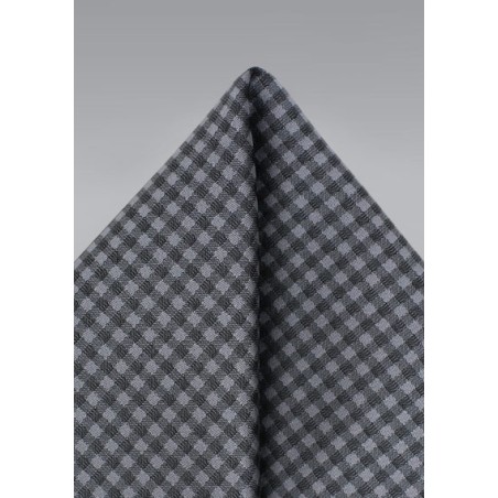 Gingham Check Pocket Square in Heather Gray