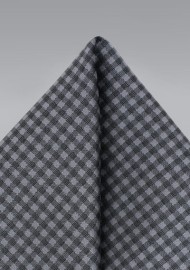 Gingham Check Pocket Square in Heather Gray