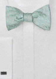 Paisley Bow Tie in Mint and Silver