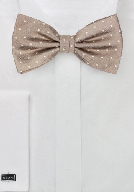 Elegant Silk Polka Dot Bow Tie in Fawn