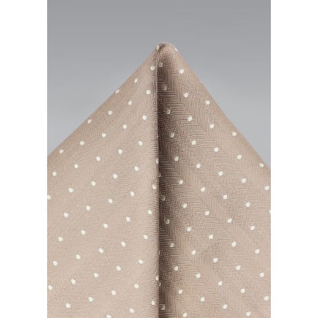 Polka Dot Pocket Square in Fawn