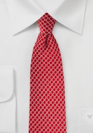 Satin Silk Tie in Tomato Red