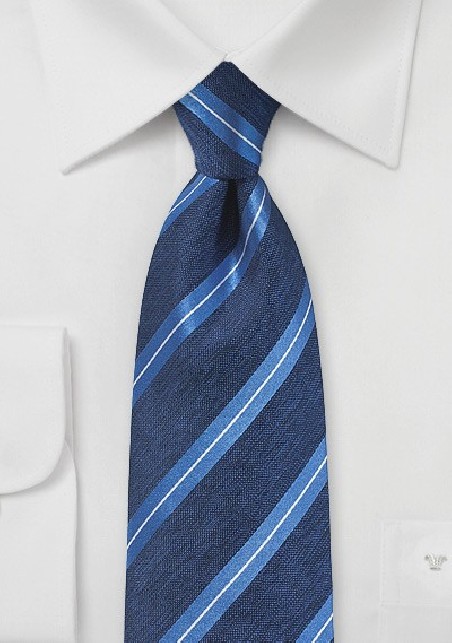 Modern Striped Silk Tie in Deep Blue