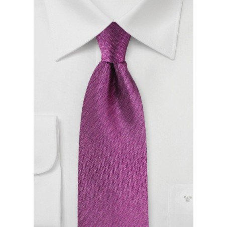 Herringbone Silk Tie in Magenta