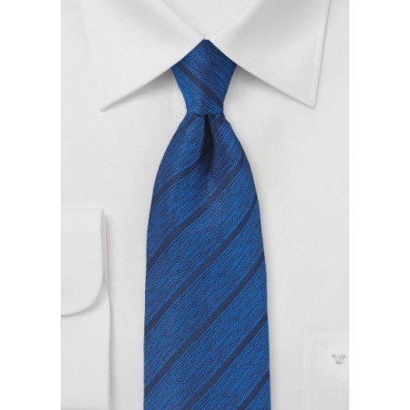 Deep Blue Designer Tie with Modern Stripe
