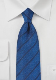 Deep Blue Designer Tie with Modern Stripe