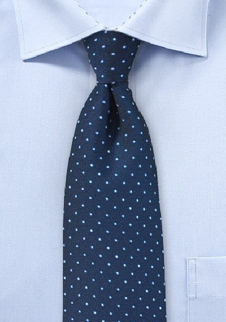 Navy Mens Tie with Light Blue Micro Dots
