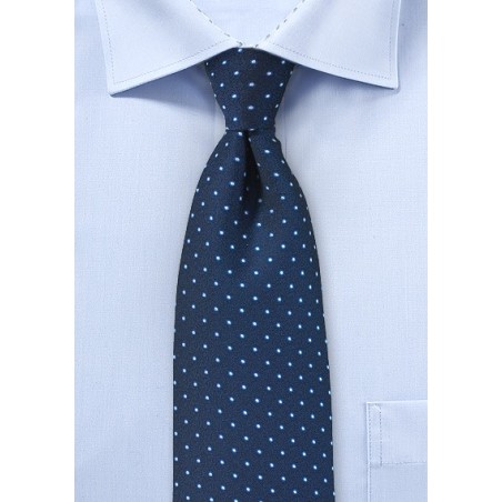 Navy Mens Tie with Light Blue Micro Dots