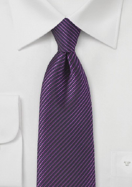 Striped Tie in Grape Purple and Black