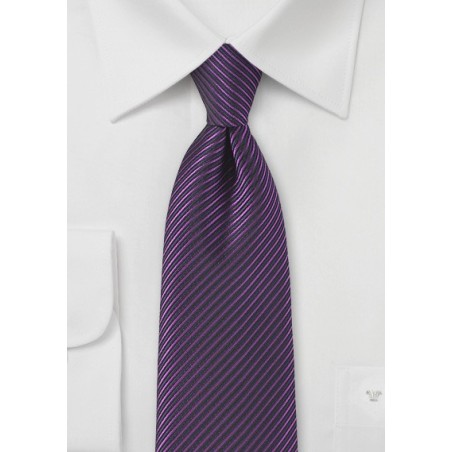 Striped Tie in Grape Purple and Black