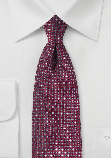 Red and Light Blue Woven Necktie